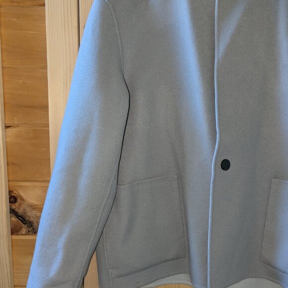 THEORY Reversible Boy Coat Doubleface Wool Jacket Pockets Size Med Grey Blazer - Picture 3 of 11